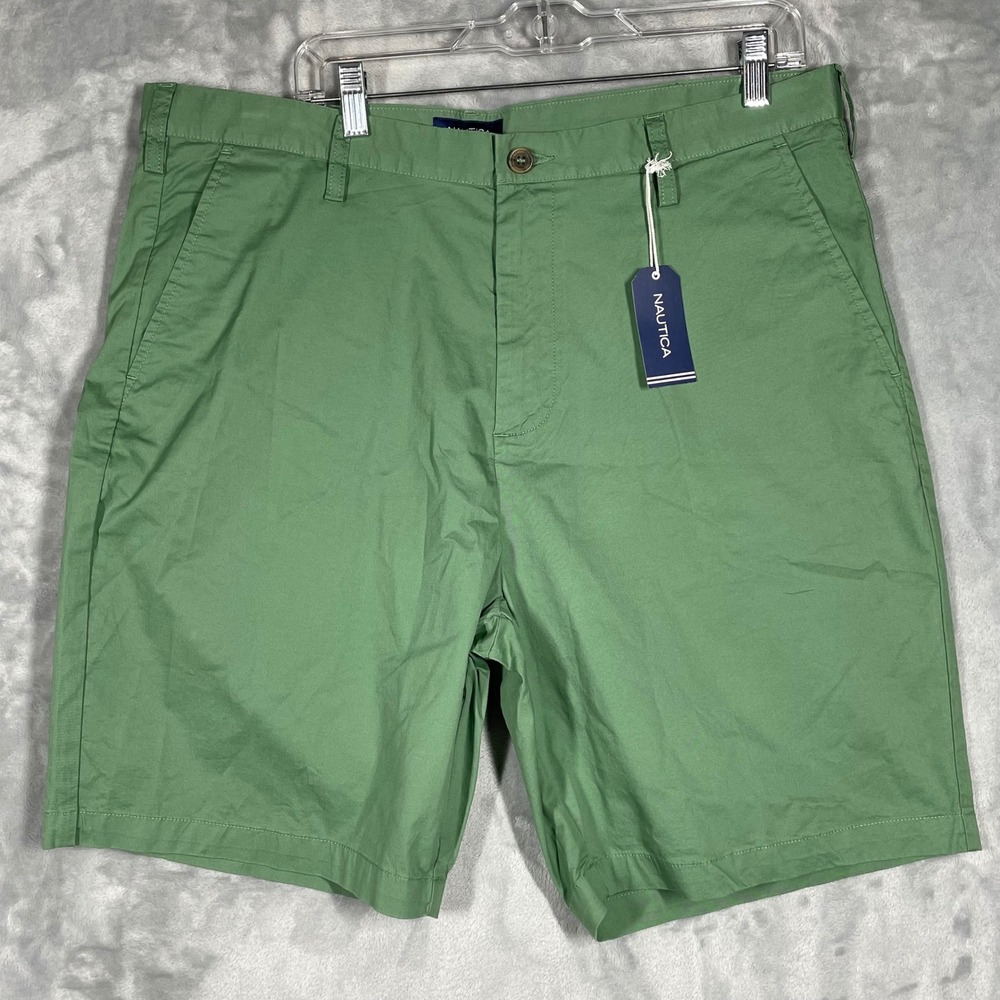 Nautica Mens Classic Fit Stretch Chino Shorts Dark Ivy Green 38W 8.5 Inseam NEW